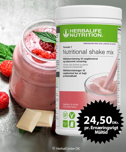 Proteinpulver hindbær og hvid chokolade shake formula 1 Herbalife proteinpulver hindbær og hvid chokolade Formula 1
