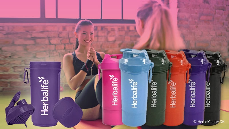 Herbalife shakers i sort, rød, lysrød/rosa, mørk grøn, lys blå og lilla